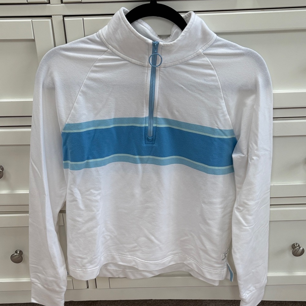 Southern Tide White and Blue Striped 1/4 Zip